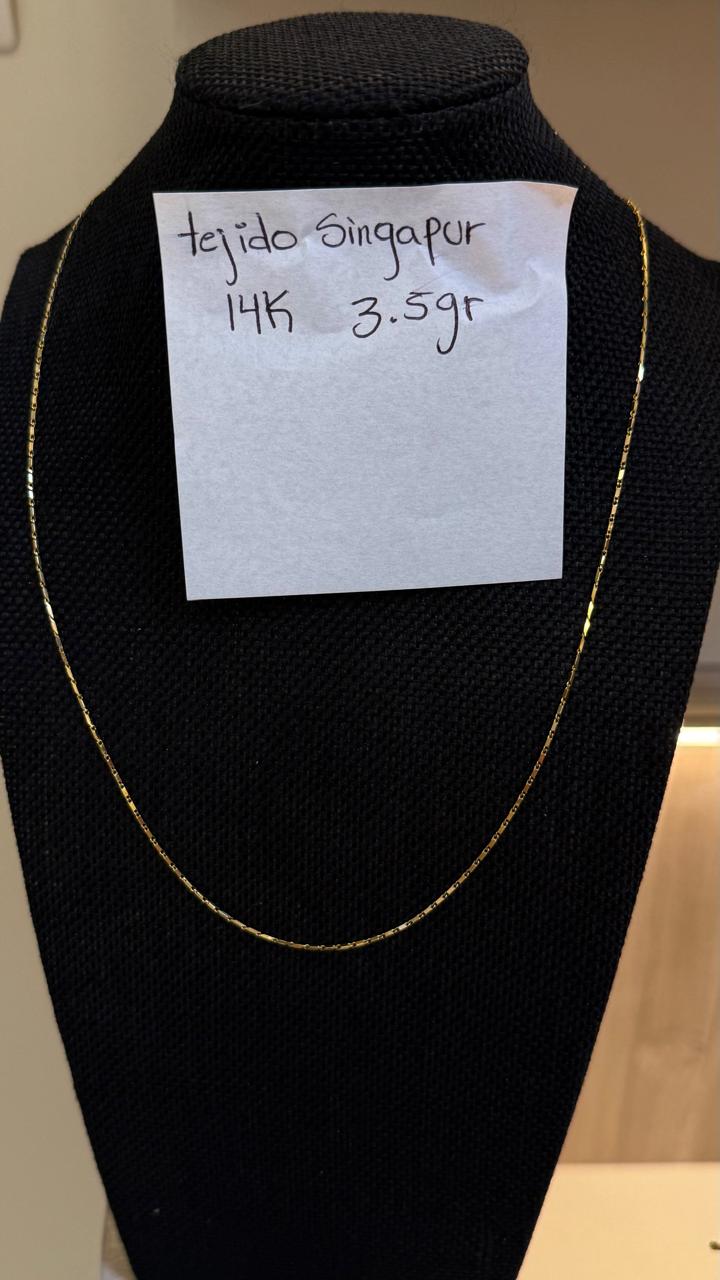 CADENA TEJIDO SINGAPUR 14K 3.5G 51CM